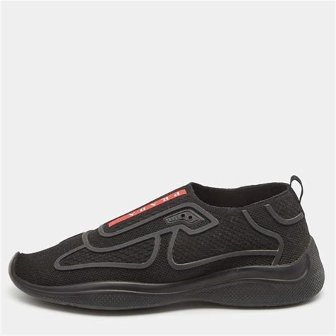 prada knit slip on sneakers|prada leather sneakers women's.